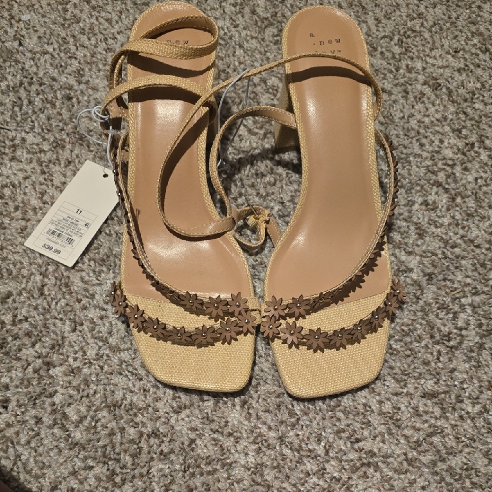 a new day Tan and Brown Strappy Sandals with Braided Detail